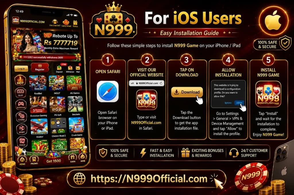 N999 Game iOS installation guide for iPhone and iPad at N999Official.com